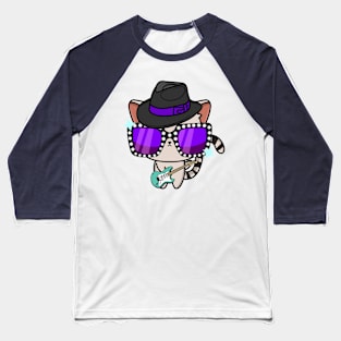 Cute Tabby Cat jamming on the guitair Baseball T-Shirt